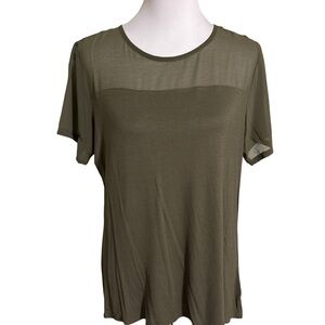 Lilac Bloom Chic Olive Green Sheer Panel Lilac Top